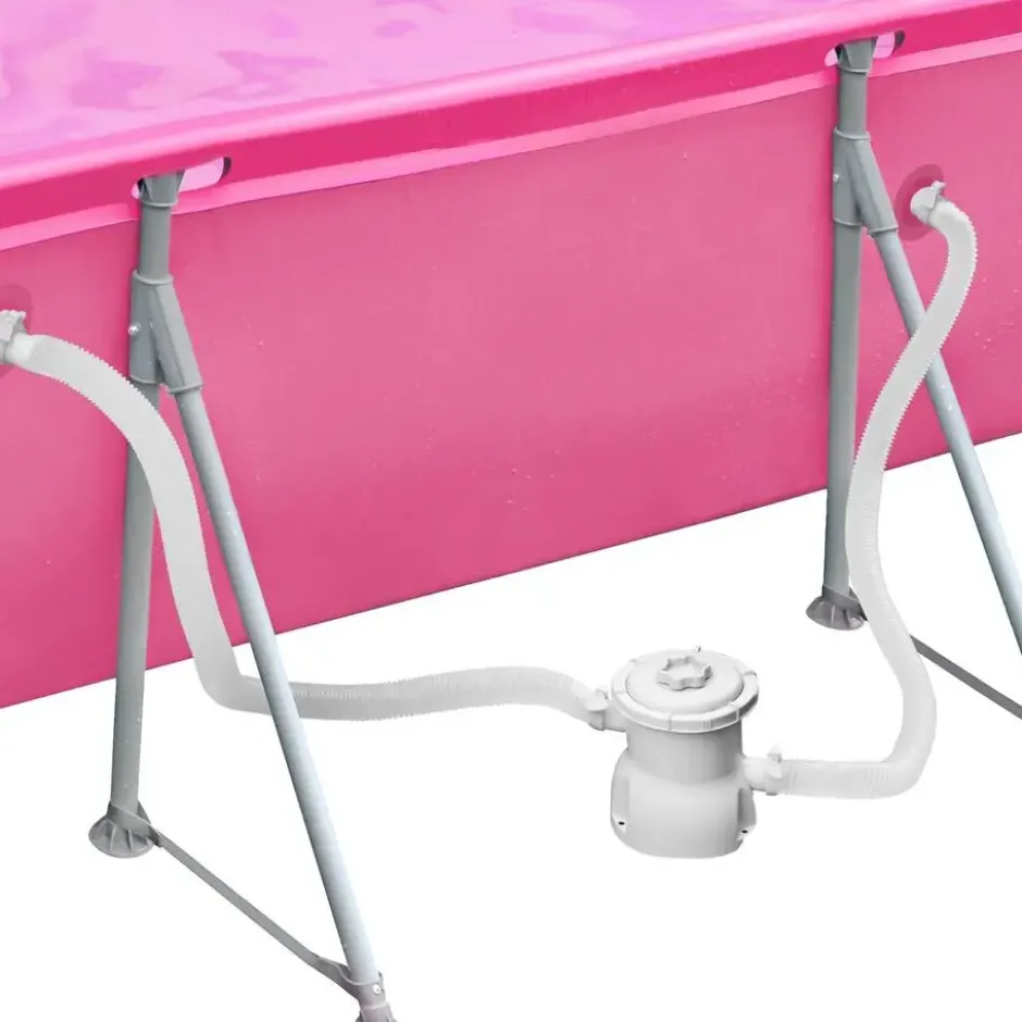 tectake Zwembad rechthoekig met filterpomp 300 x 207 x 70 cm, Roze