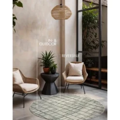 Ted Baker Rond Buitenkleed Haringey Groen Wit - 160 CM Ø