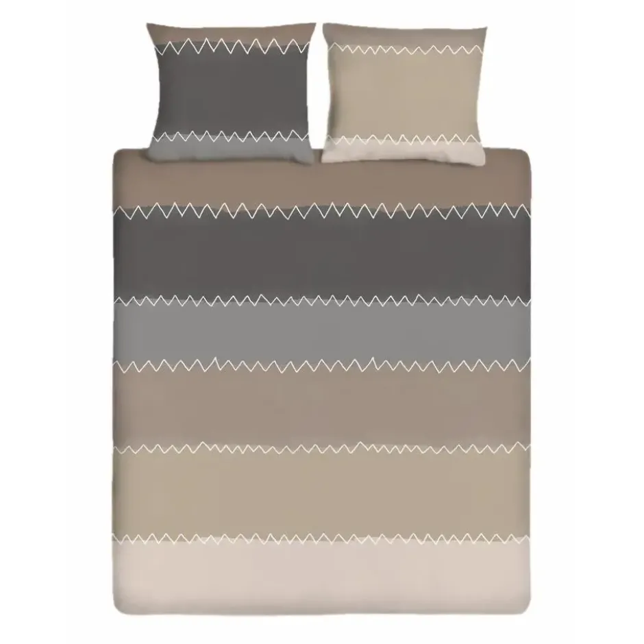 Ten Cate Katoenen Dekbedovertrek - 140x200/220 - Zig Zag Taupe