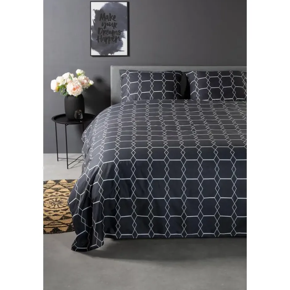 Ten Cate Katoenen Dekbedovertrek - 200x200/220 cm - Graphic Gray