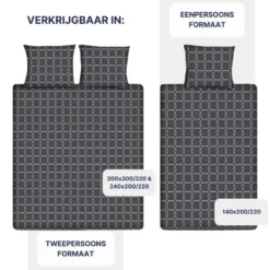 Ten Cate Katoenen Dekbedovertrek - 200x200/220 cm - Graphic Gray