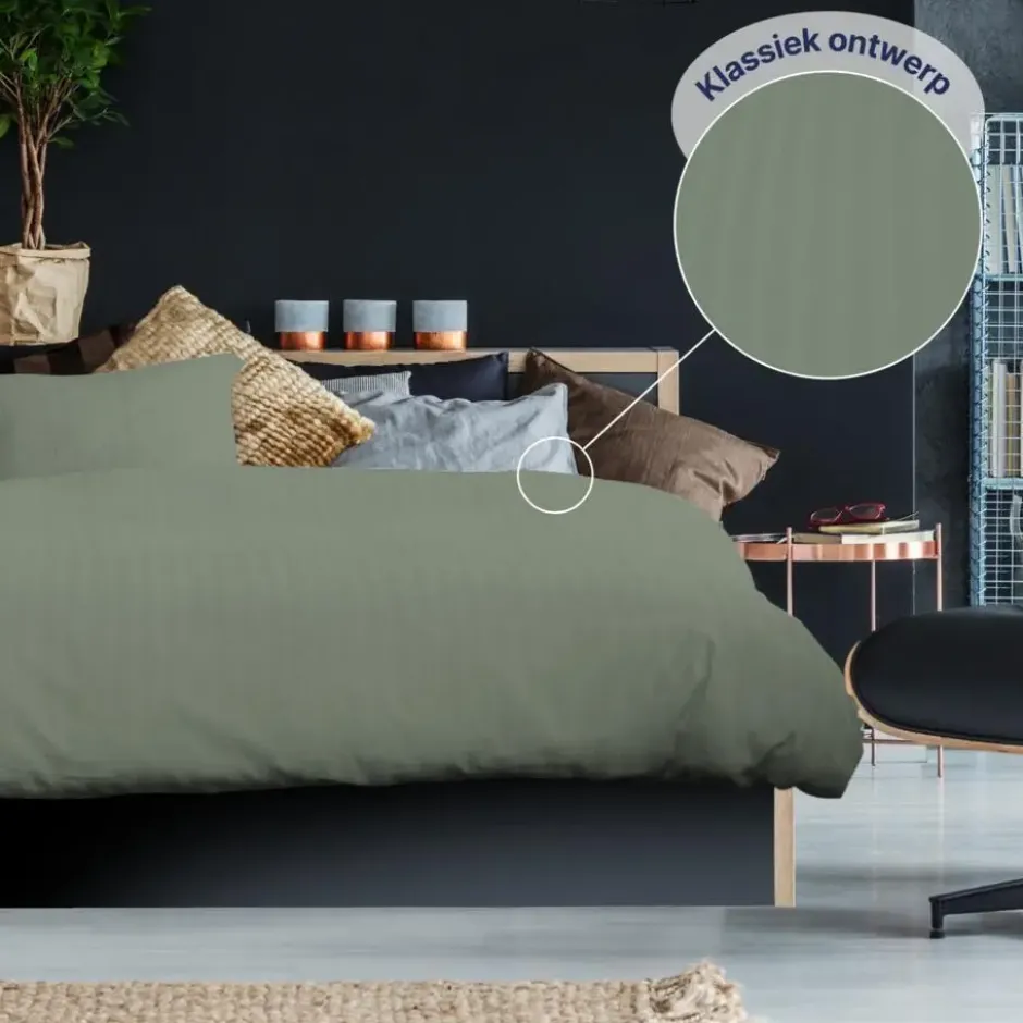 Ten Cate 100% Katoensatijnen Tweepersoons Dekbedovertrek - 200x200/220 - Groen