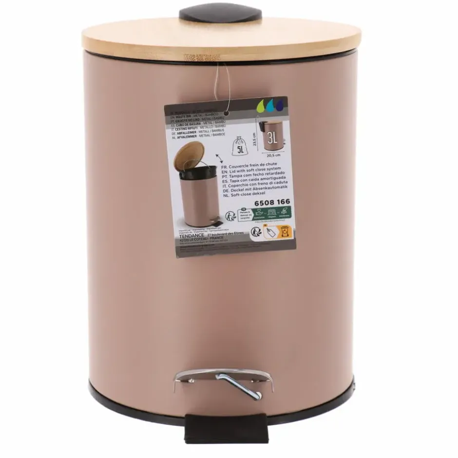 Tendance Badkamer prullenbak Bamboo vibe - soft close - 3 ltr