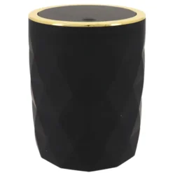 Tendance Badkamer prullenbak Diamond - zwart - 8 x 34 cm