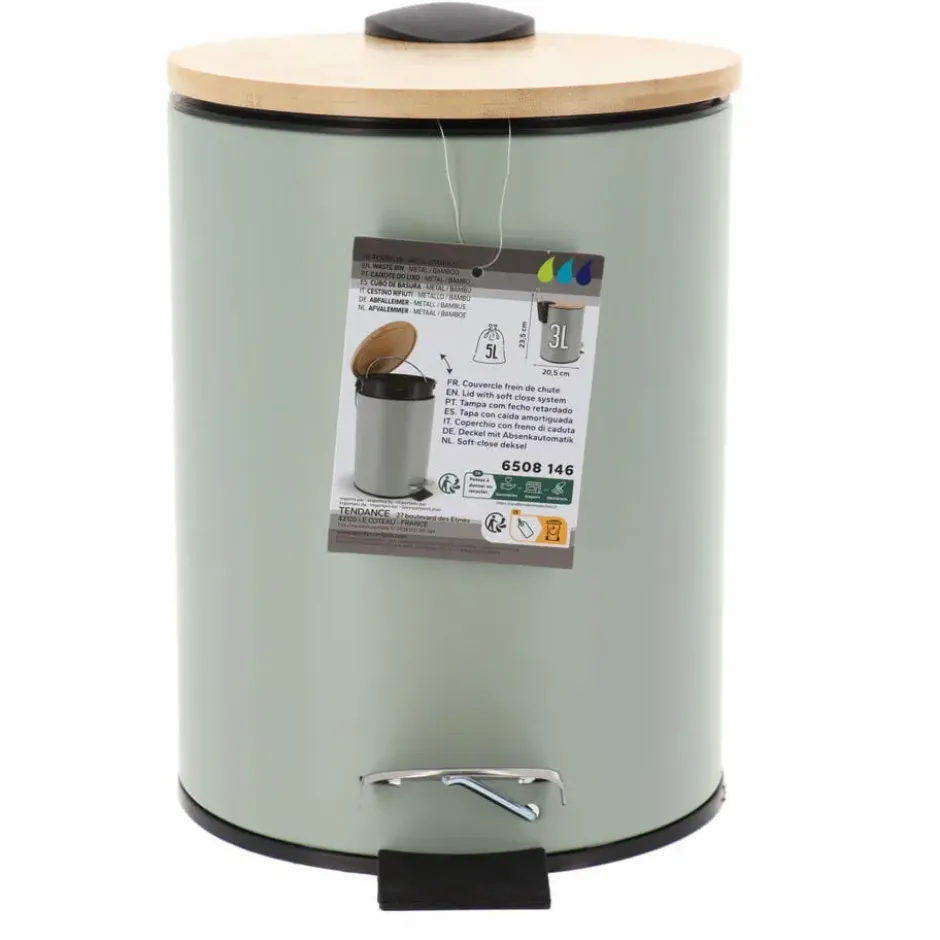 Tendance Badkamer prullenbak Bamboo vibe - soft close - 3 ltr