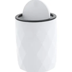 Tendance Badkamer prullenbak Diamond - wit - kunststof - 34 cm