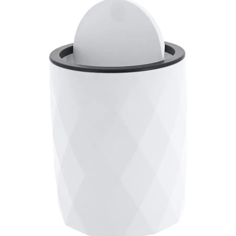 Tendance Badkamer prullenbak Diamond - wit - kunststof - 34 cm