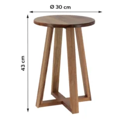 Tendance Bijzet krukje - donkerbruin - acacia hout - D30 x H43 cm