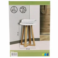 Tendance Bijzet krukje - wit - bamboe hout - D30 x H43 cm
