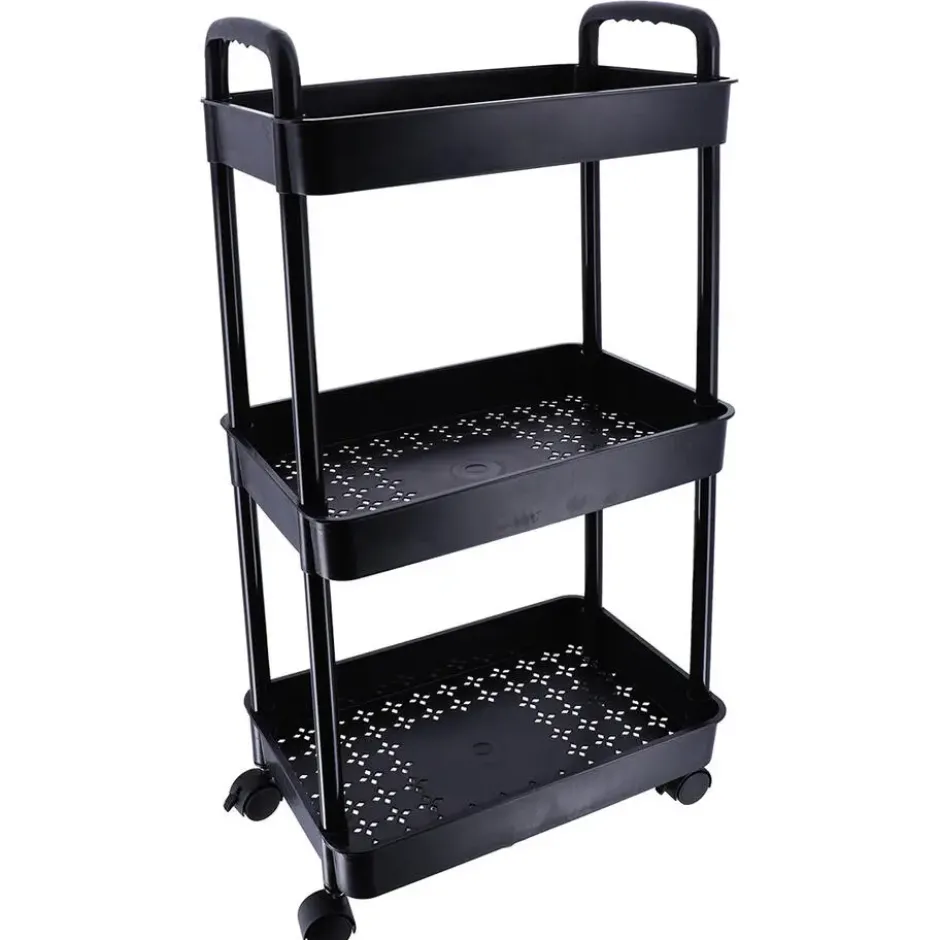 Tendance Keuken/badkamer trolley 3 laags - 38 x 26 x 77cm - zwart