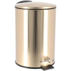 Tendance Prullenbak/vuilnisbak - 3L - goud - metaal - H24 cm