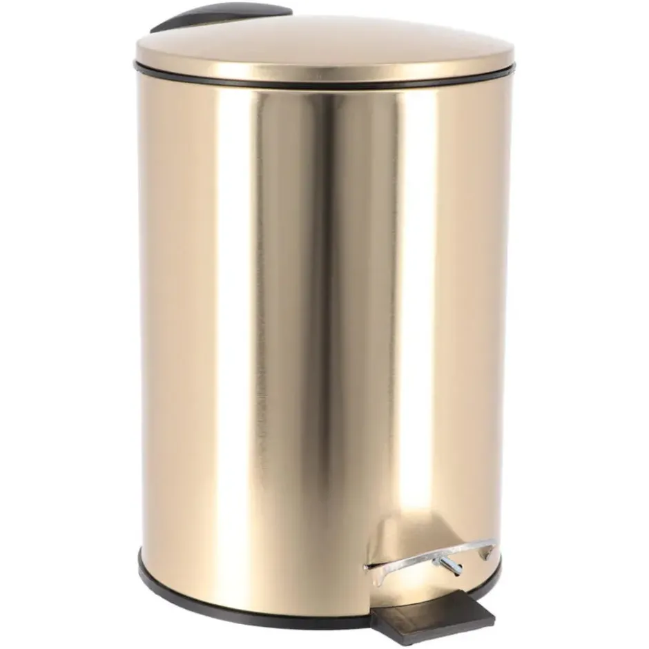 Tendance Prullenbak/vuilnisbak - 3L - goud - metaal - H24 cm