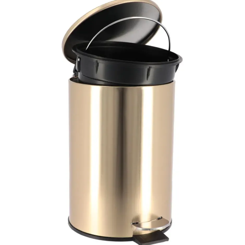 Tendance Prullenbak/vuilnisbak - 3L - goud - metaal - H24 cm