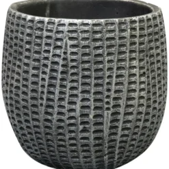 Ter Steege Bloempot/plantenpot - binnen - zwart/metaal - D15/H13 cm