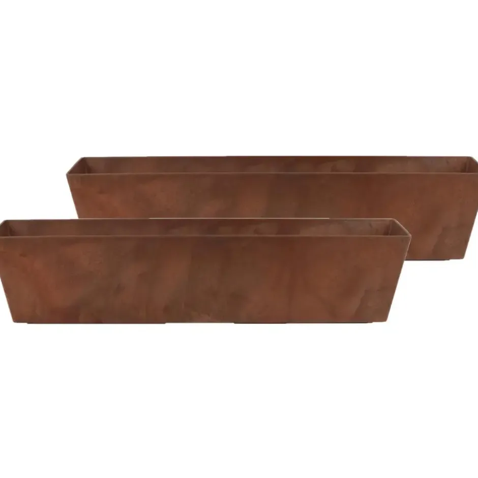 Ter Steege Plantenbak - gerecycled kunststof - bruin - 74 x 17 cm