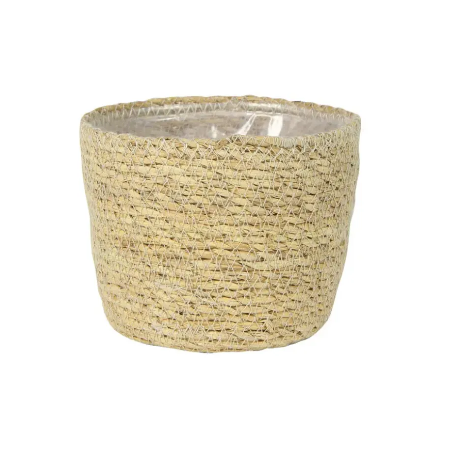 Ter Steege Plantenmand - zeegras - rotan - beige - 15 x 12 cm