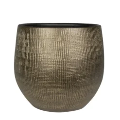 Ter Steege Plantenpot/bloempot - keramiek - metal goud - 31x28cm