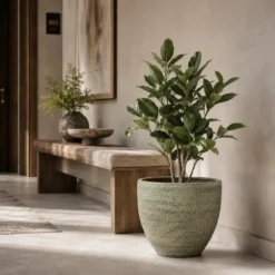 Ter Steege Plantenpot/bloempot Lava Stone - groen - D36 x H32 cm