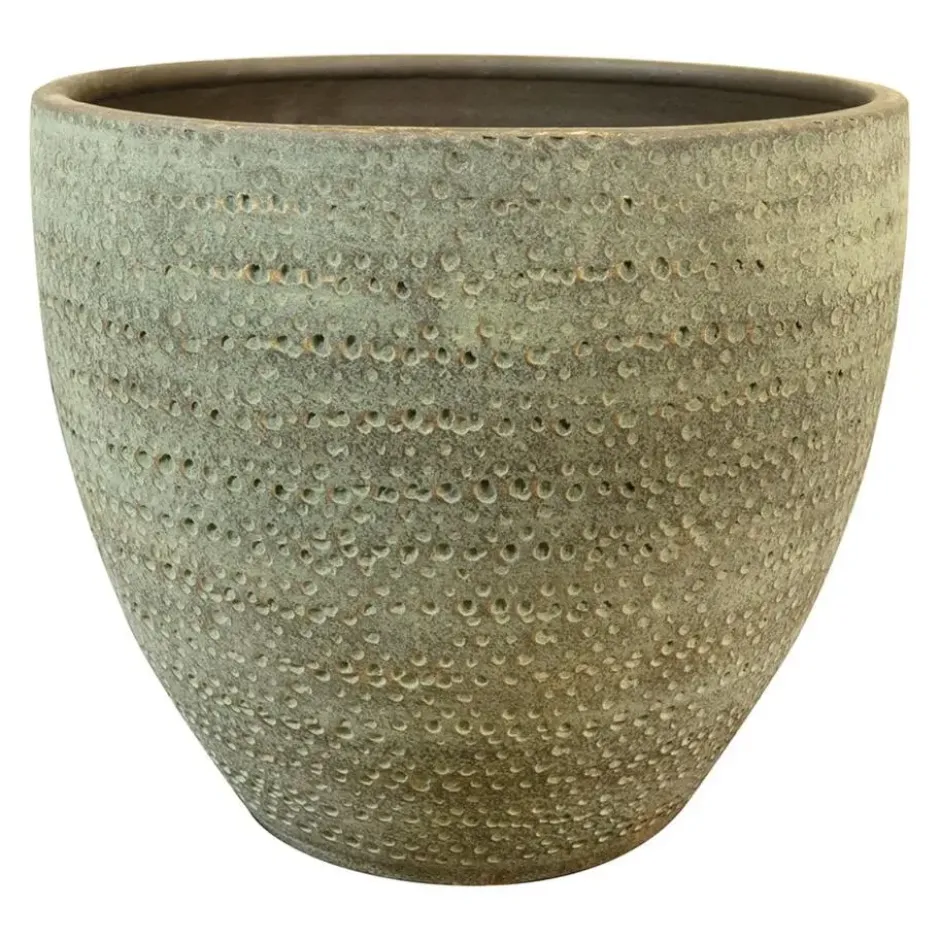 Ter Steege Plantenpot/bloempot Lava Stone - groen - D36 x H32 cm