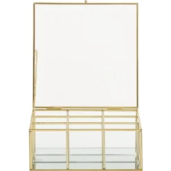 Theedoos - glas/metaal - goud