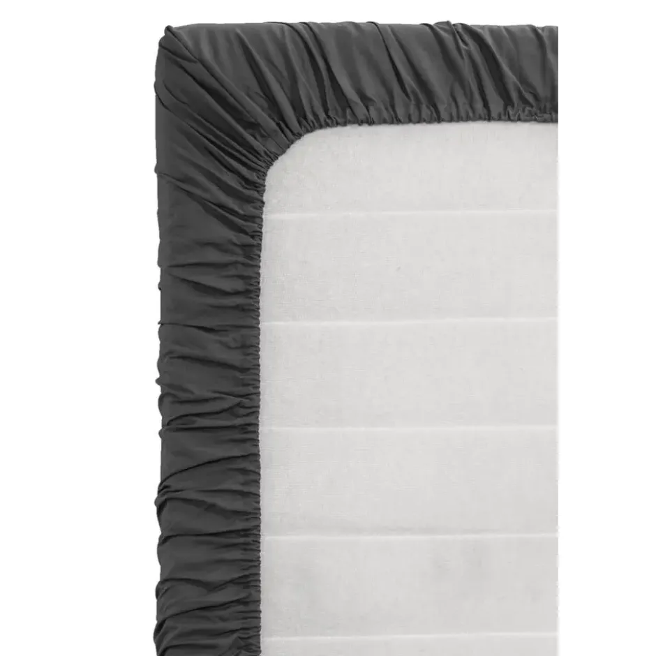 Topper hoeslaken - katoen - antraciet - 90x200 cm