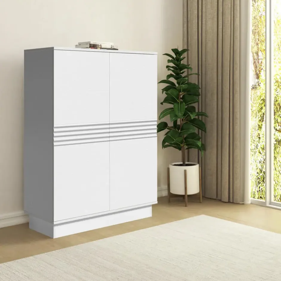 Toro-Hoge kast met 2 deuren in wit