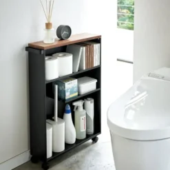 Tower Halfopen Opbergtrolley - Zwart - 13x46x68 cm