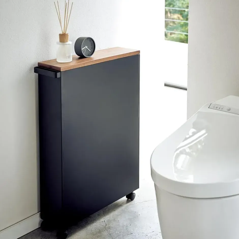 Tower Halfopen Opbergtrolley - Zwart - 13x46x68 cm