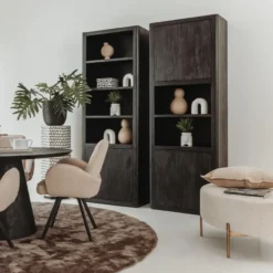 Tower living Tenna wandkast 4 deurs 2 vakken zwart 80x45x220cm