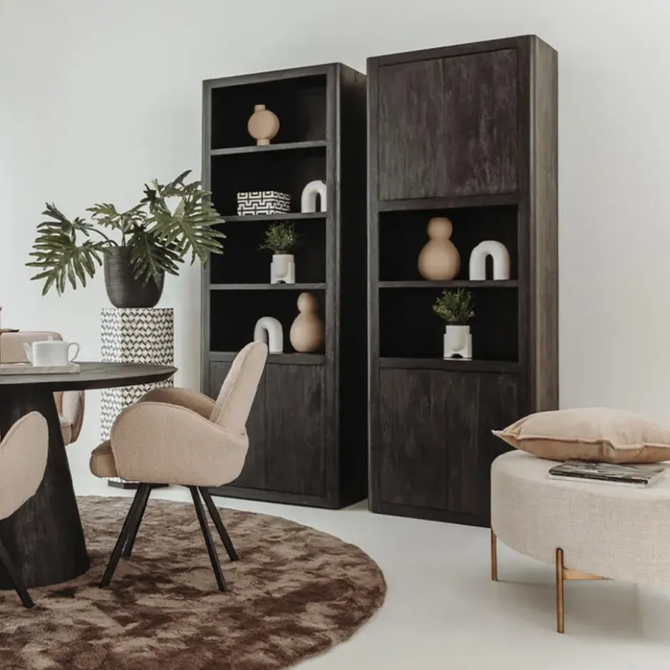 Tower living Tenna wandkast 4 deurs 2 vakken zwart 80x45x220cm