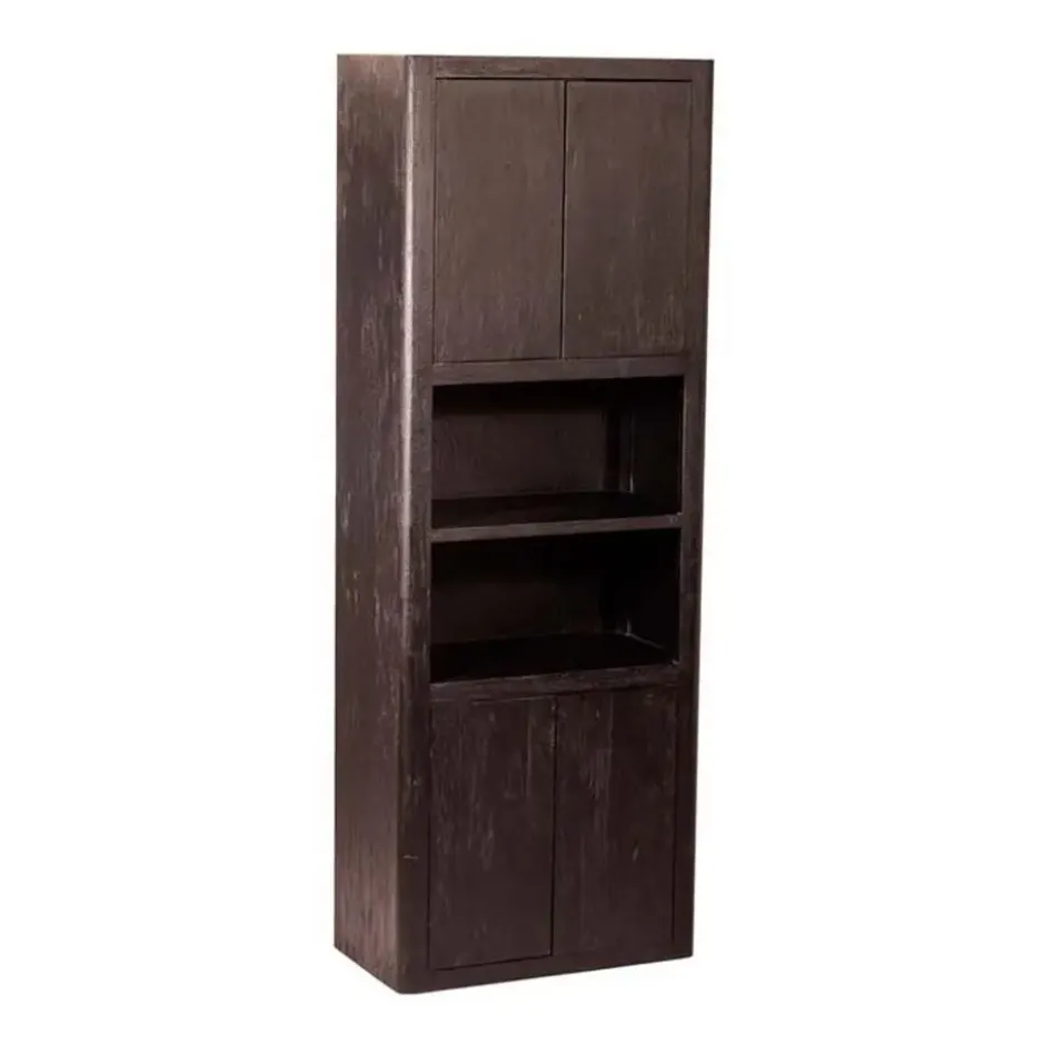 Tower living Tenna wandkast 4 deurs 2 vakken zwart 80x45x220cm