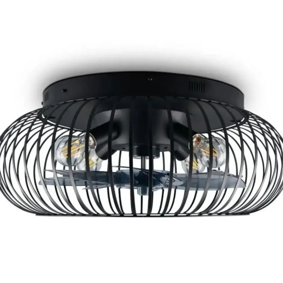 Trio Leuchten Plafondventilator Johanna - 4 lichts - zwart - 61x25.5 cm