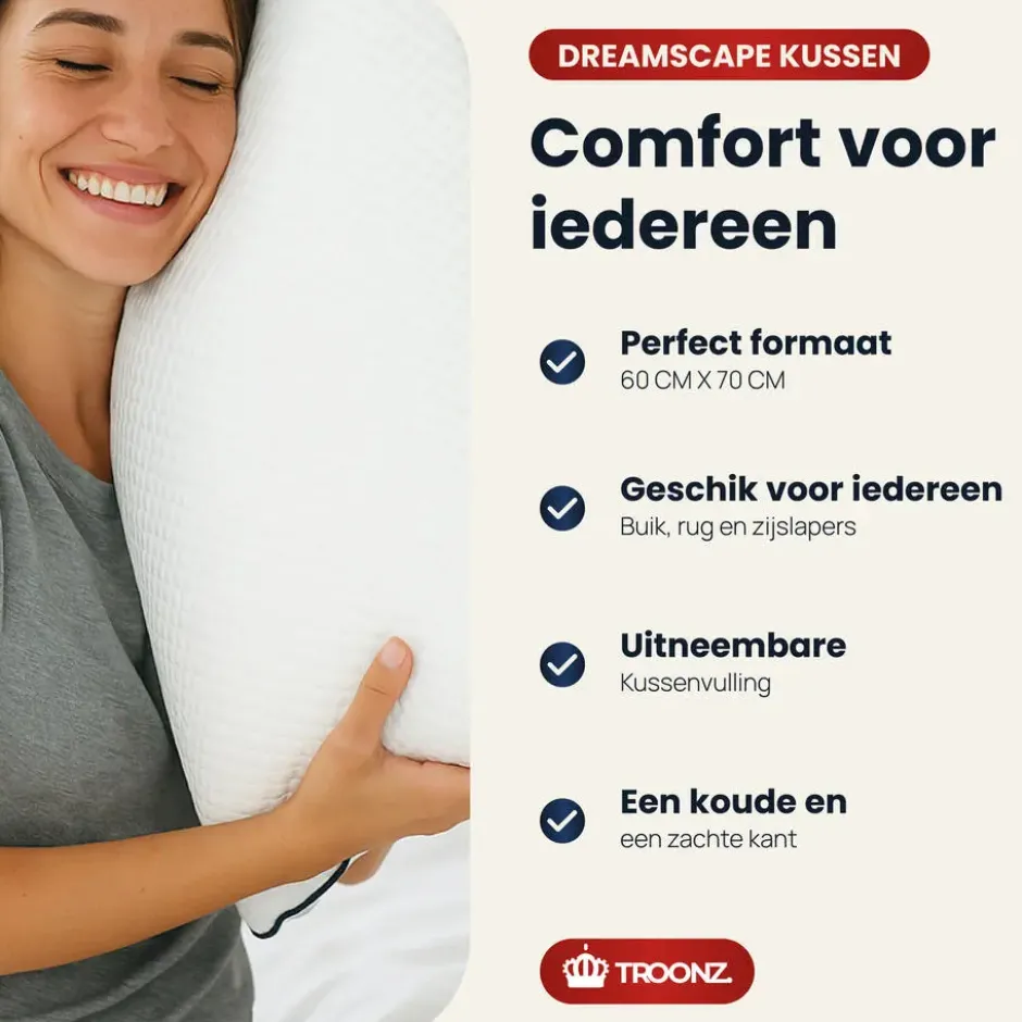 Troonz Hoofdkussen Dreamscape Plus - Ergonomisch - 60 x 70