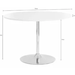 Trumpet ronde eettafel 110 cm eikenlook met chromen onderstel – stijlvol design