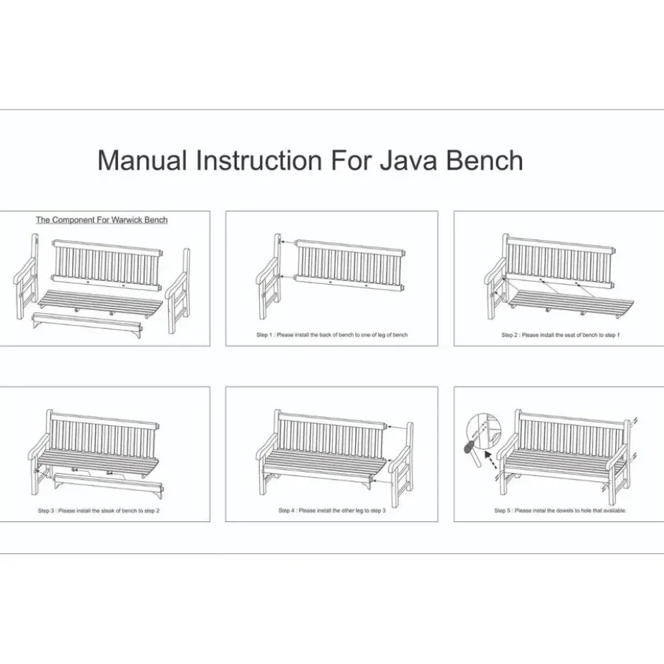 Tuinbank Teakhout - 120x60x91cm - Java