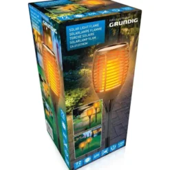 Tuinfakkel - solar - LED - zwart - 77 cm