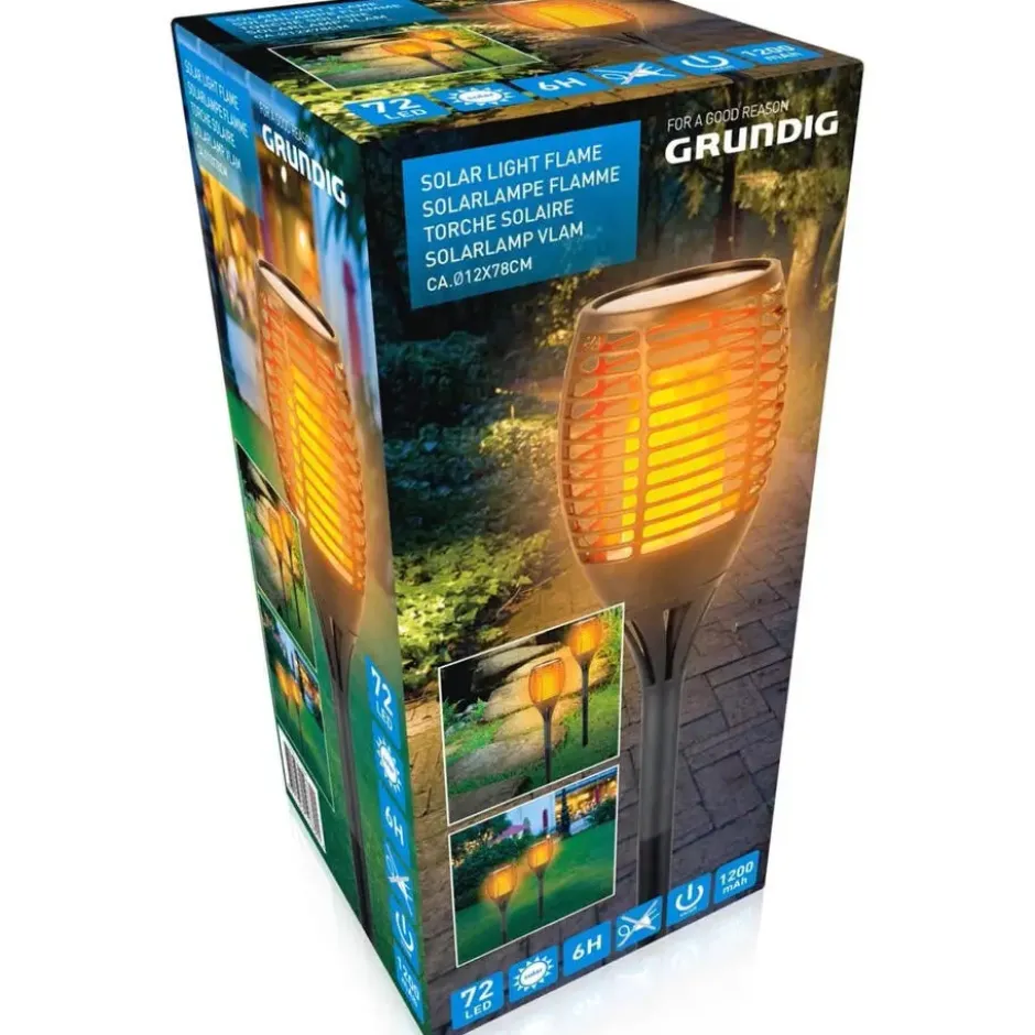 Tuinfakkel - solar - LED - zwart - 77 cm