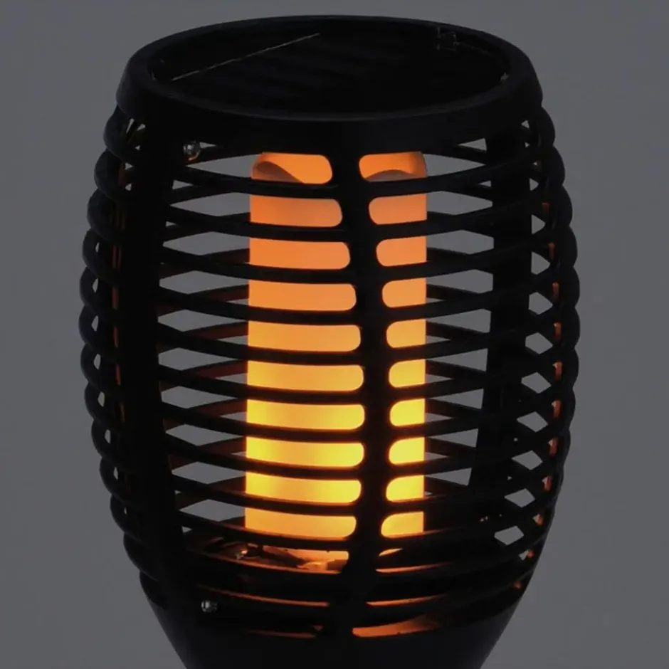 Tuinfakkel - solar - LED - zwart - 77 cm
