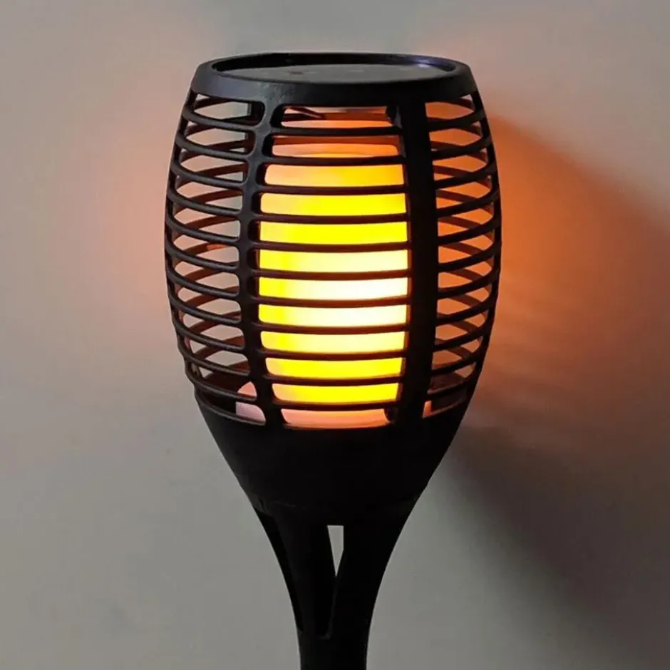 Tuinfakkel - solar - LED - zwart - 77 cm