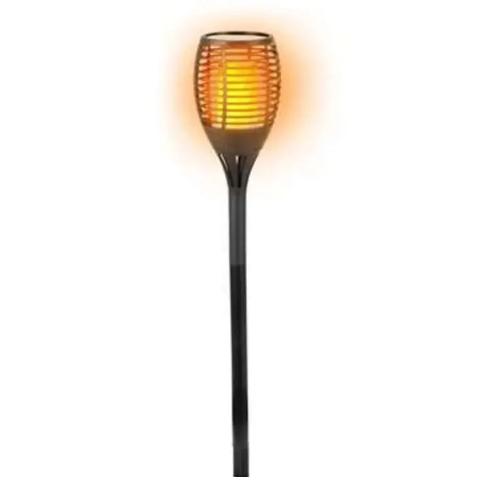 Tuinfakkel - solar - LED - zwart - 77 cm