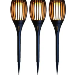 Tuinfakkel - solar - tuinverlichting - zwart - vlameffect - 58 cm