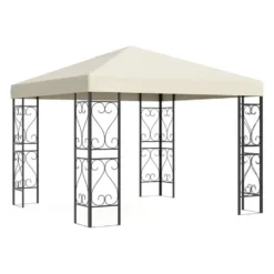 Tuinpaviljoen FIDALA - 300 cmx300 cmx260 cm - Zwart Stof Metaal