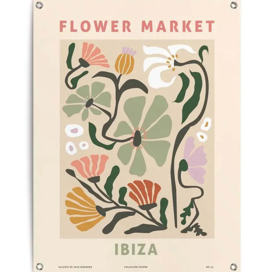 Tuinposter Bloemenmarkt - 80 x 60 - Roze