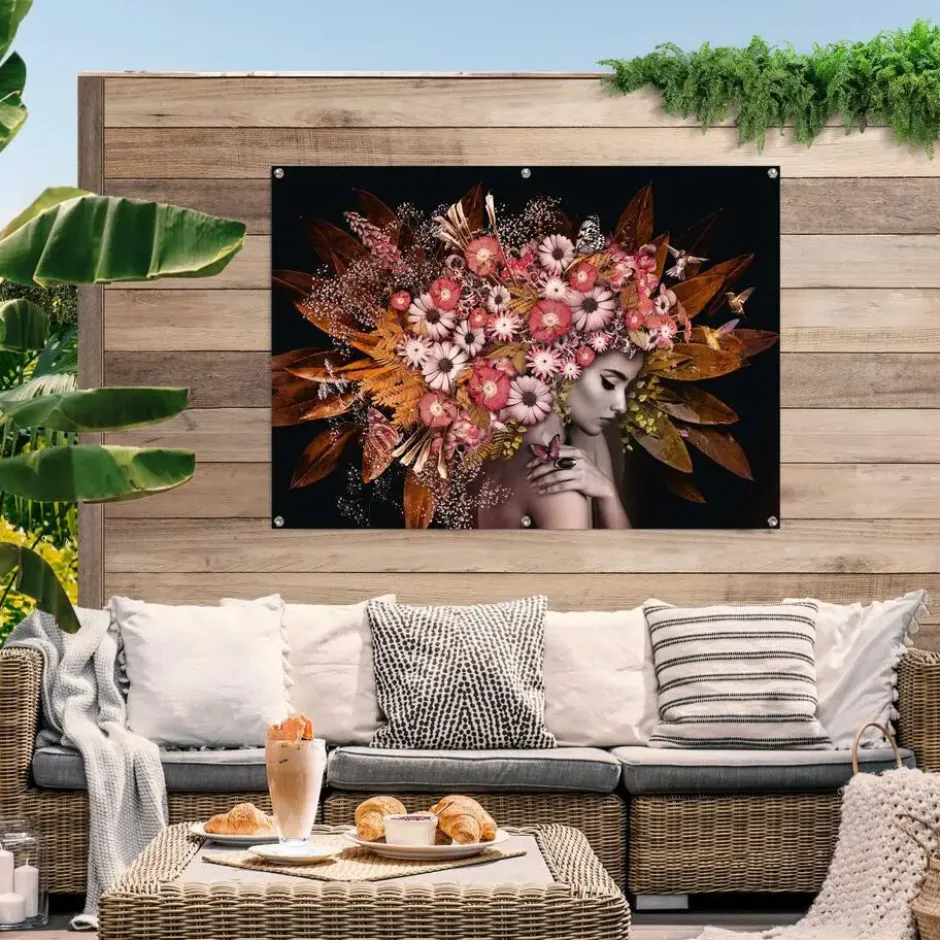 Tuinposter Bloemenrijkdom - 100 x 140 - Bruin
