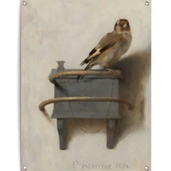 Tuinposter Carel Fabritius - Het Puttertje - 80 x 60 - Bruin