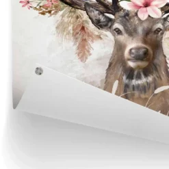 Tuinposter Hert in Bloemen - 80 x 60 - Roze