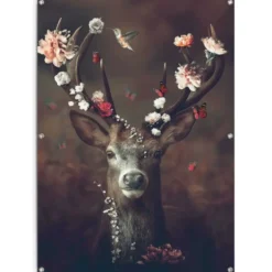 Tuinposter Hert - 140 x 100 - Bruin