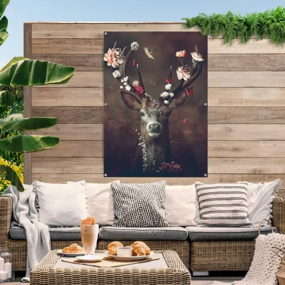 Tuinposter Hert - 140 x 100 - Bruin