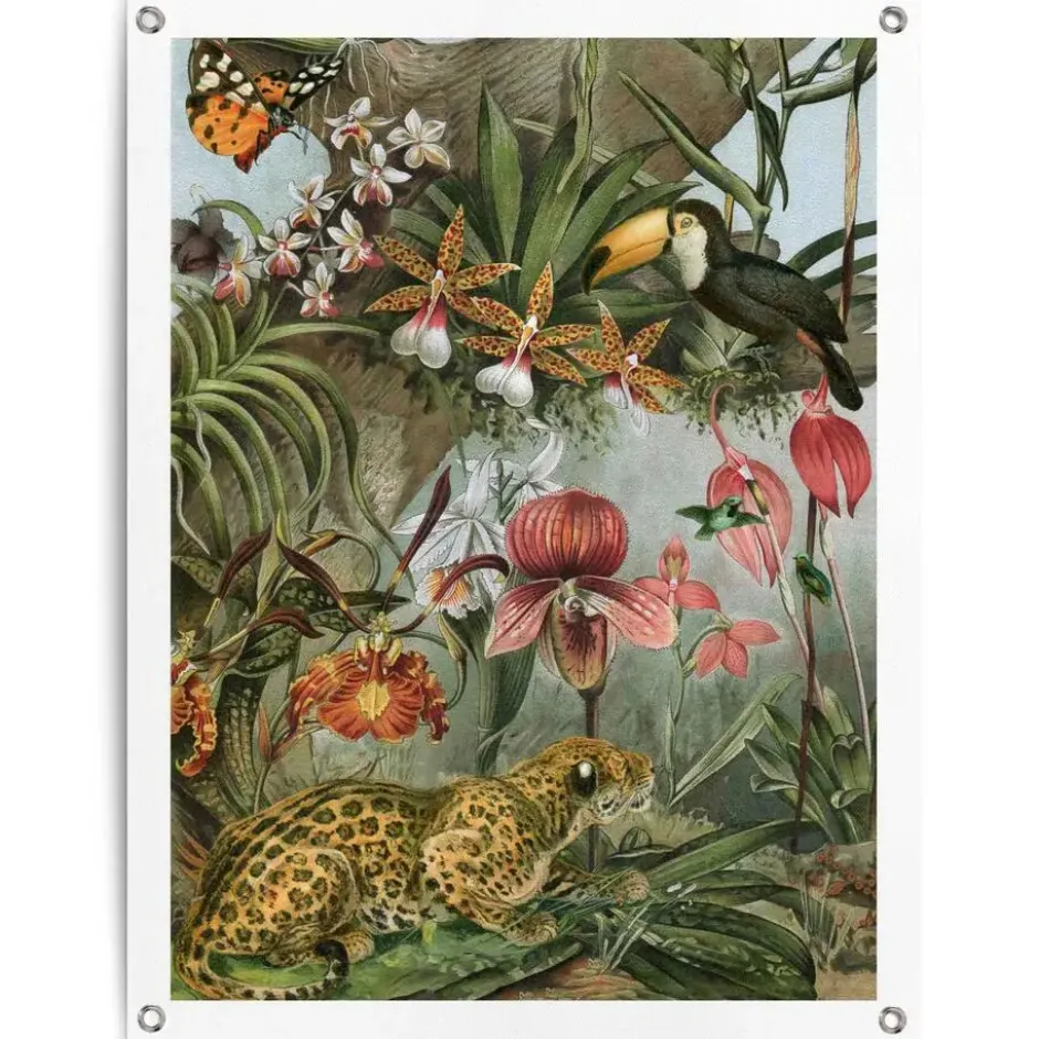 Tuinposter Jungle Bloemen - 80 x 60 - Groen