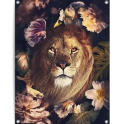 Tuinposter Jungle Lion - 80 x 60 - Bruin